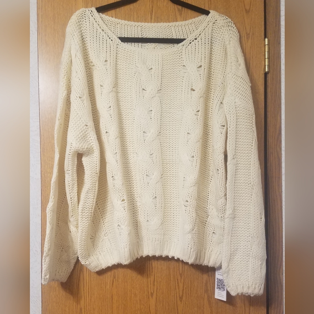 NWT Cupshe Cream Knit Sweater XL